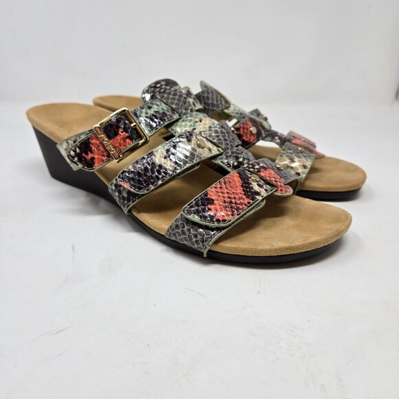 Vionic Womens Snakeskin Print Wedge Sandals With Adjustable Straps & Buckles Siz - Picture 2 of 11